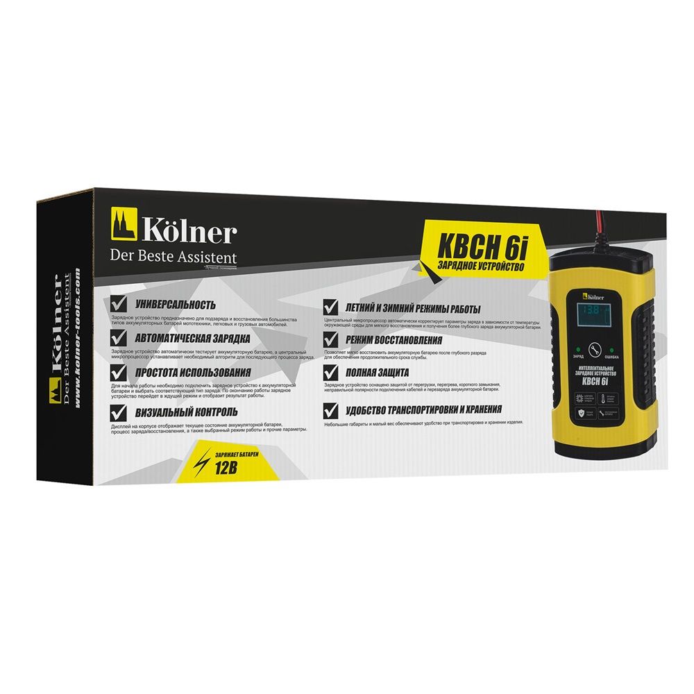 Зарядное устройство для автомобильных аккумуляторов Kolner KBCH 6i (50шт) 12 В