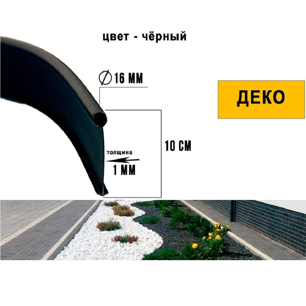 Бордюр садовый Деко 10 м черный