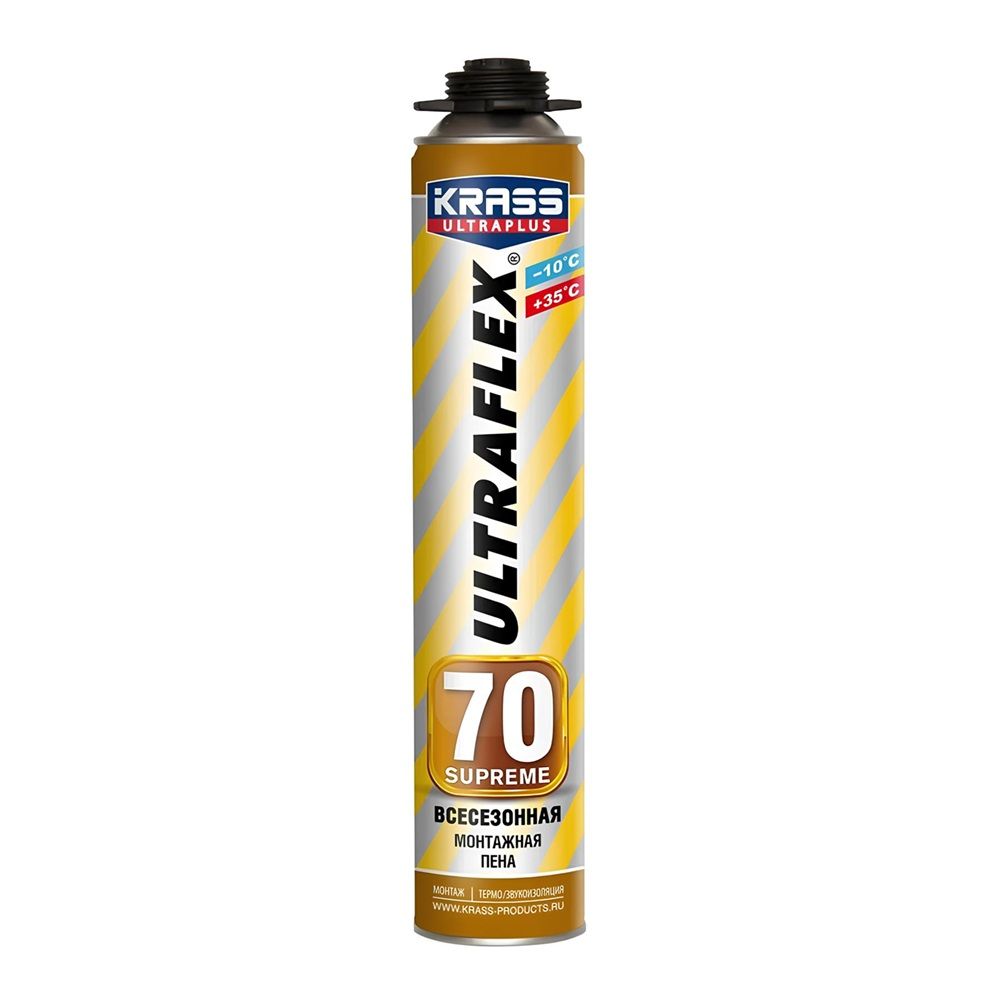Пена монтажная профессиональная всесезонная Krass Ultraflex 70 Supreme 890 мл