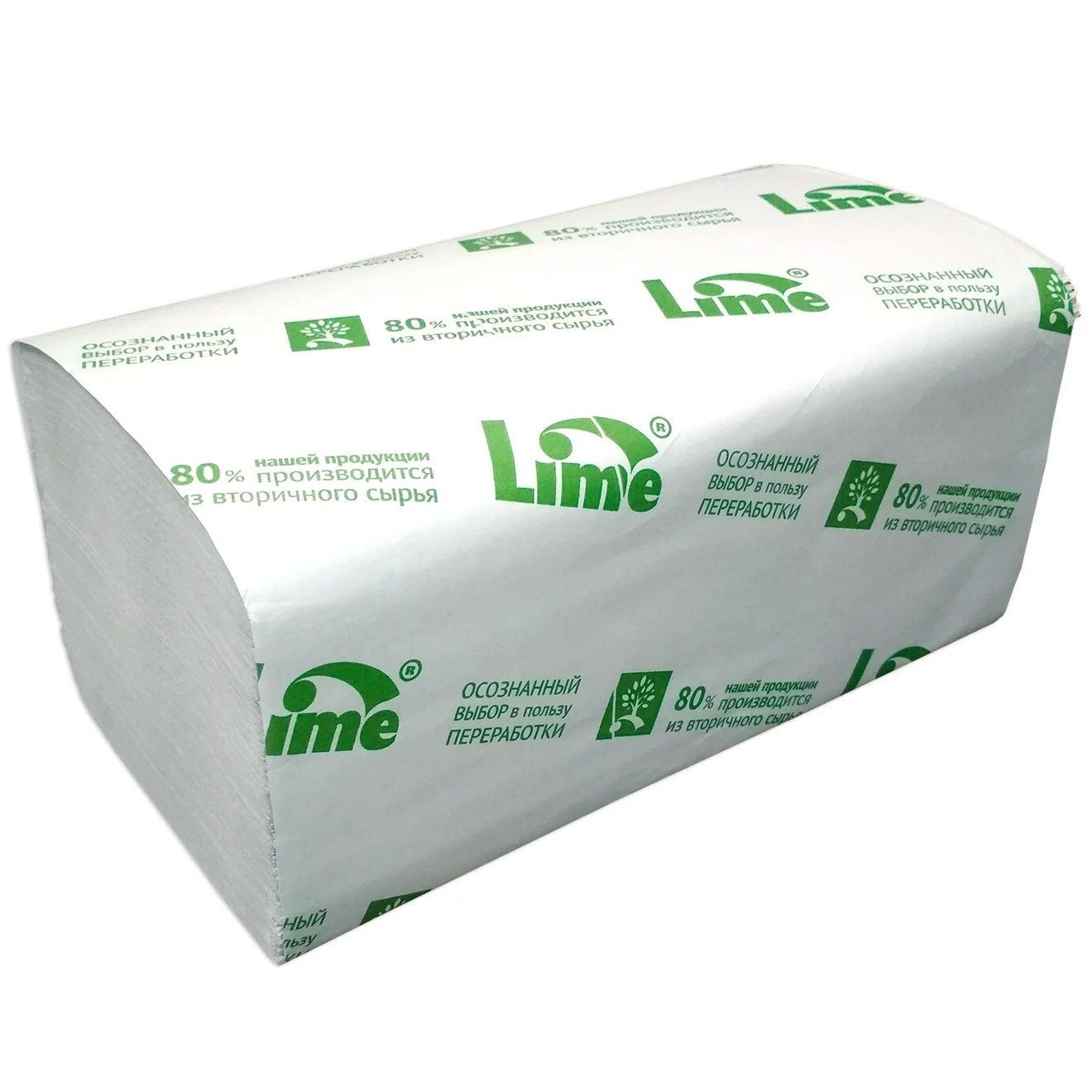 Бумажные полотенца Lime V укладки 23х24 см 250 шт 1-слойные белые
