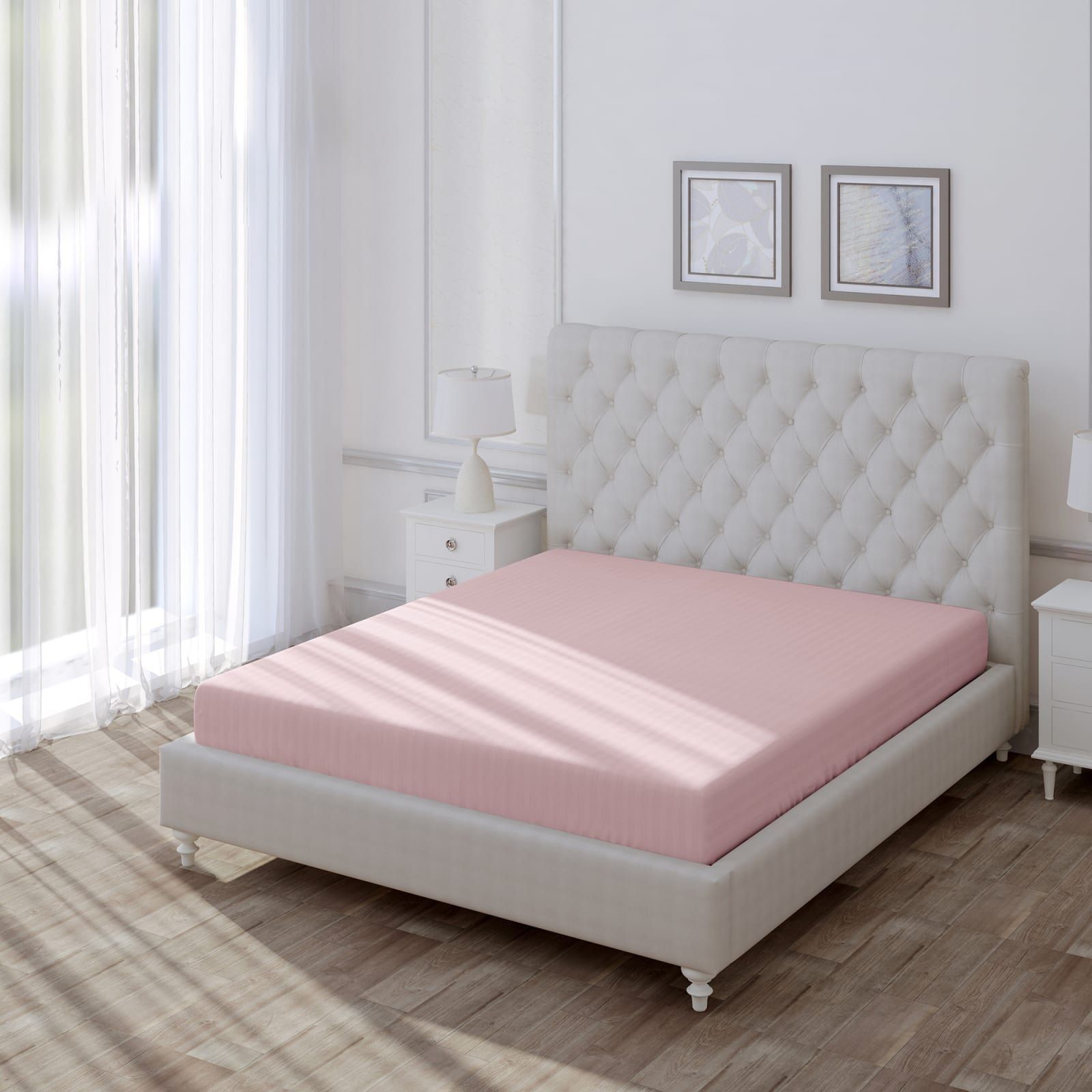 Простыня Волшебная Ночь на резинке 180x200 см 8709/5 01 поплин страйп Silver Rose
