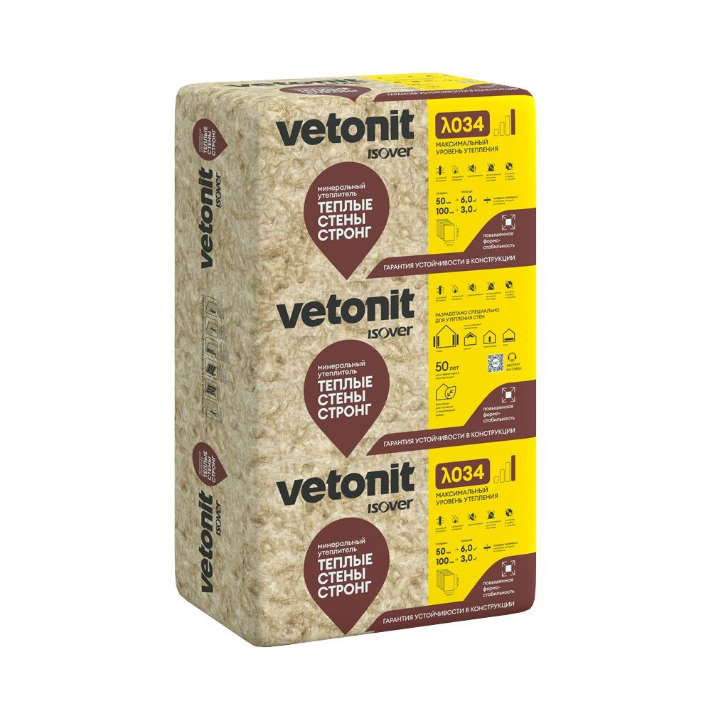 Утеплитель Vetonit Теплые Стены Стронг 50х610х1000 мм (10 шт, 6,1м2, 0,3 м3)