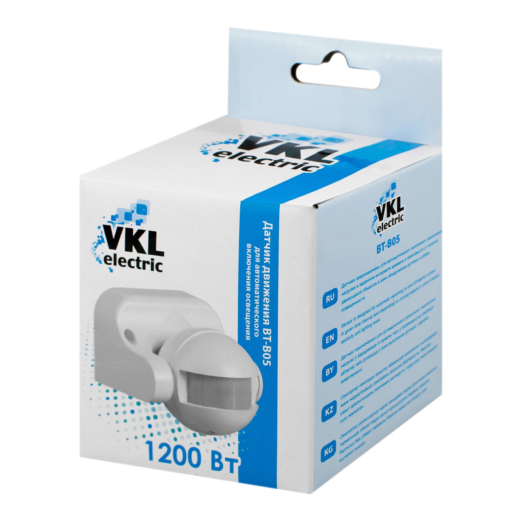 Датчик движения белый 1200Вт, 12м, 180°, IP44 (BT-B05) VKL electric