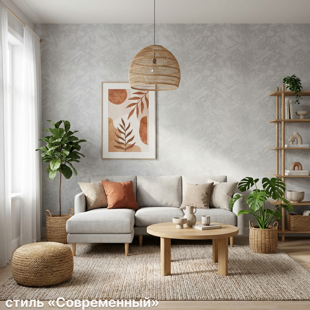 Обои Green Walls Фернандо С50 5056 01 светлые серые штукатурка 1,06х10,05 м