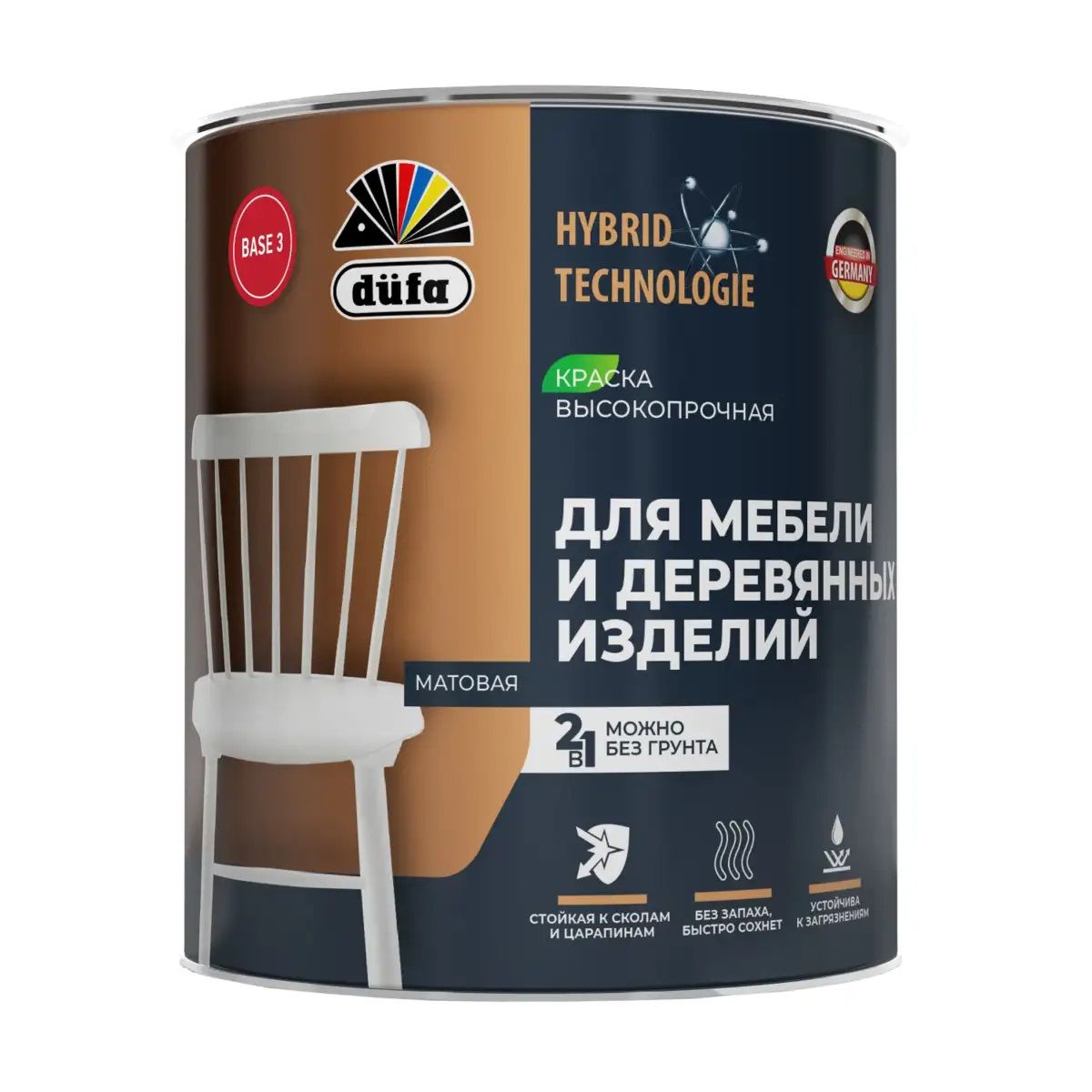 Краска для мебели и деревянных изделий Dufa База 3 прозрачная 0,65 л
