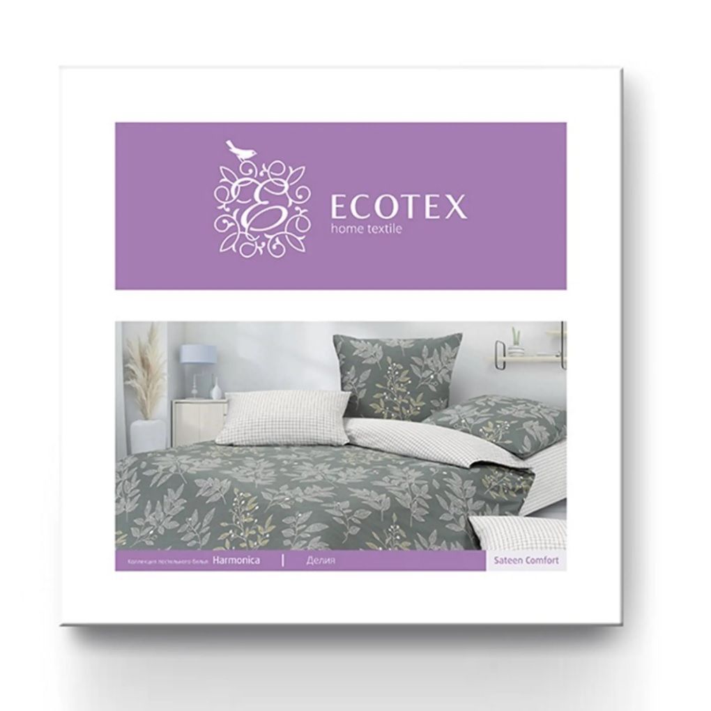 Белье постельное евро сатин Ecotex Гармоника Делия 70х70 см-2 50х70 см-2