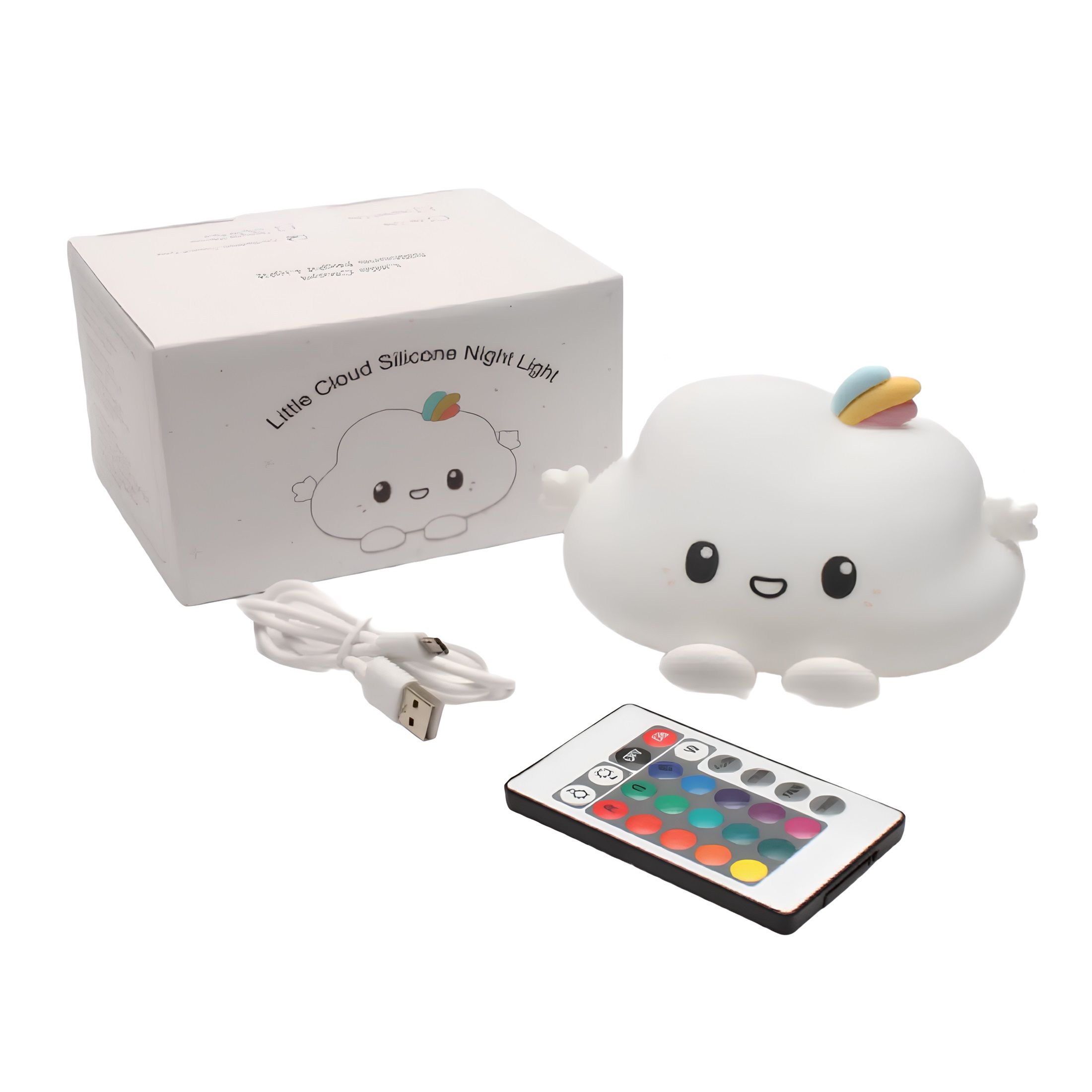 Светильник-ночник силиконовый Облачко WH-12RC USB аккумулятор 1200мАч 3000К+RGB с ДУ Включай (1/72)