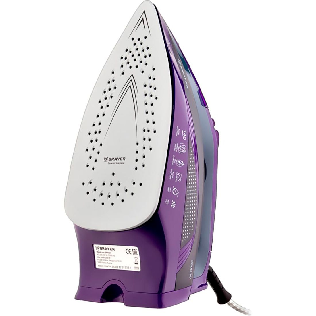 Утюг Brayer 2600 Вт керамическим покрытием автоотключение Пар 140 г/м One temp антикапля спрей 4001BR