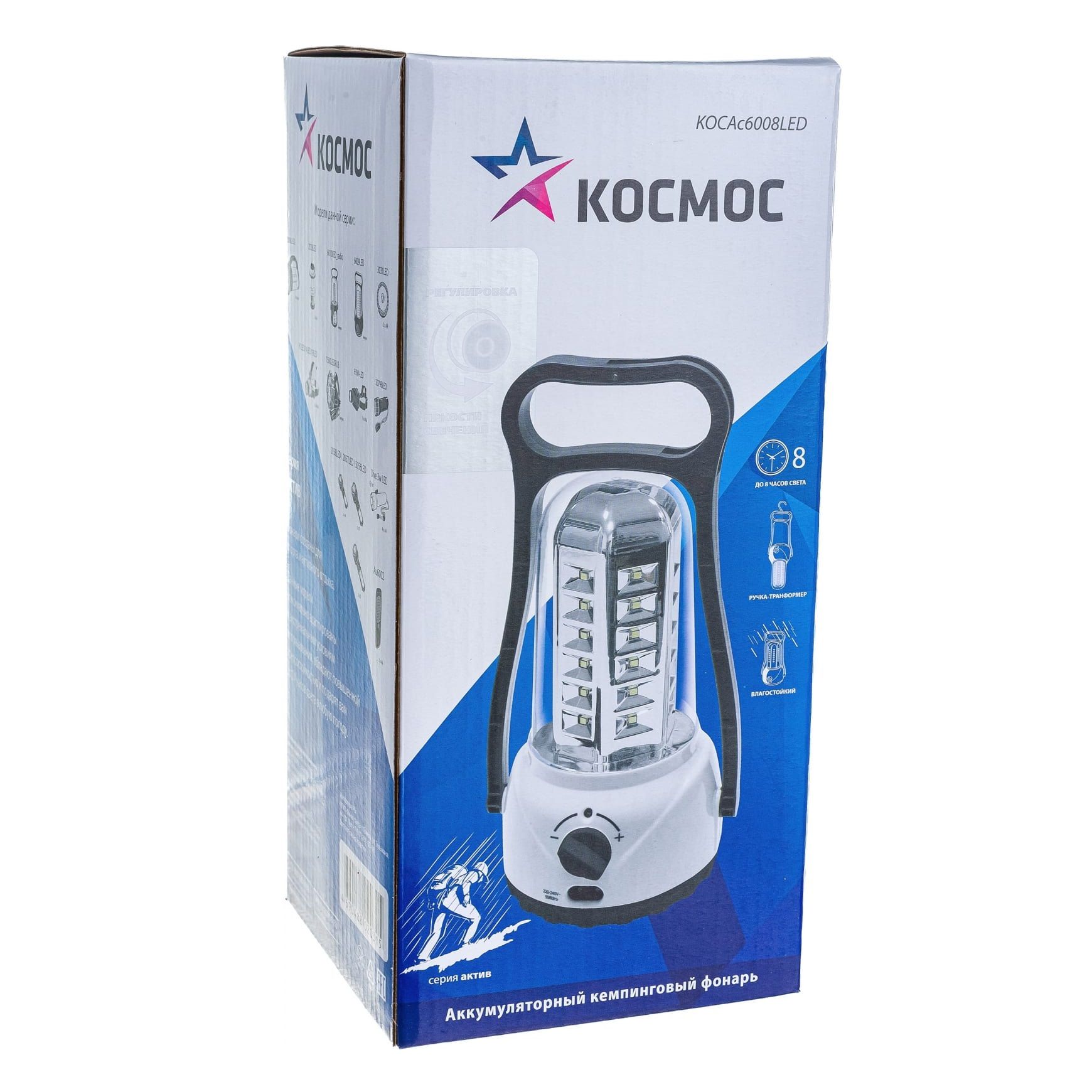 Фонарь кемпинговый Космос 6008LED (аккум 4V 2Ah, 36св/д, 300Лм серый, диммер)