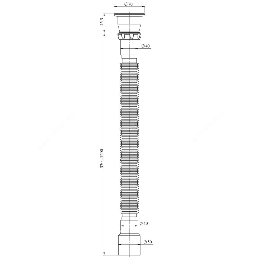 Сифон гофрированный 1 1/2"х40/50 1200 мм Unicorn
