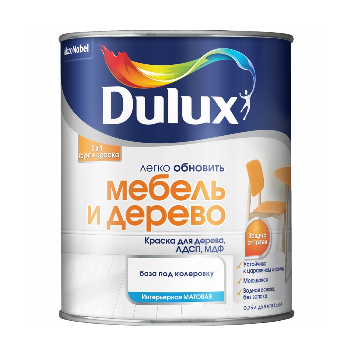 Краска для мебели и дерева Dulux база BC мат 0,75 л