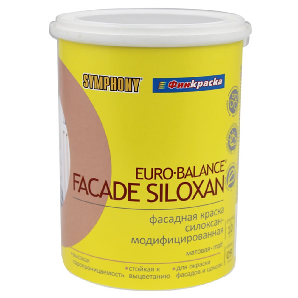 Краска фасадная в/э Symphony Euro-Balance Siloxan база LC прозрачная 1 кг/0,9 л