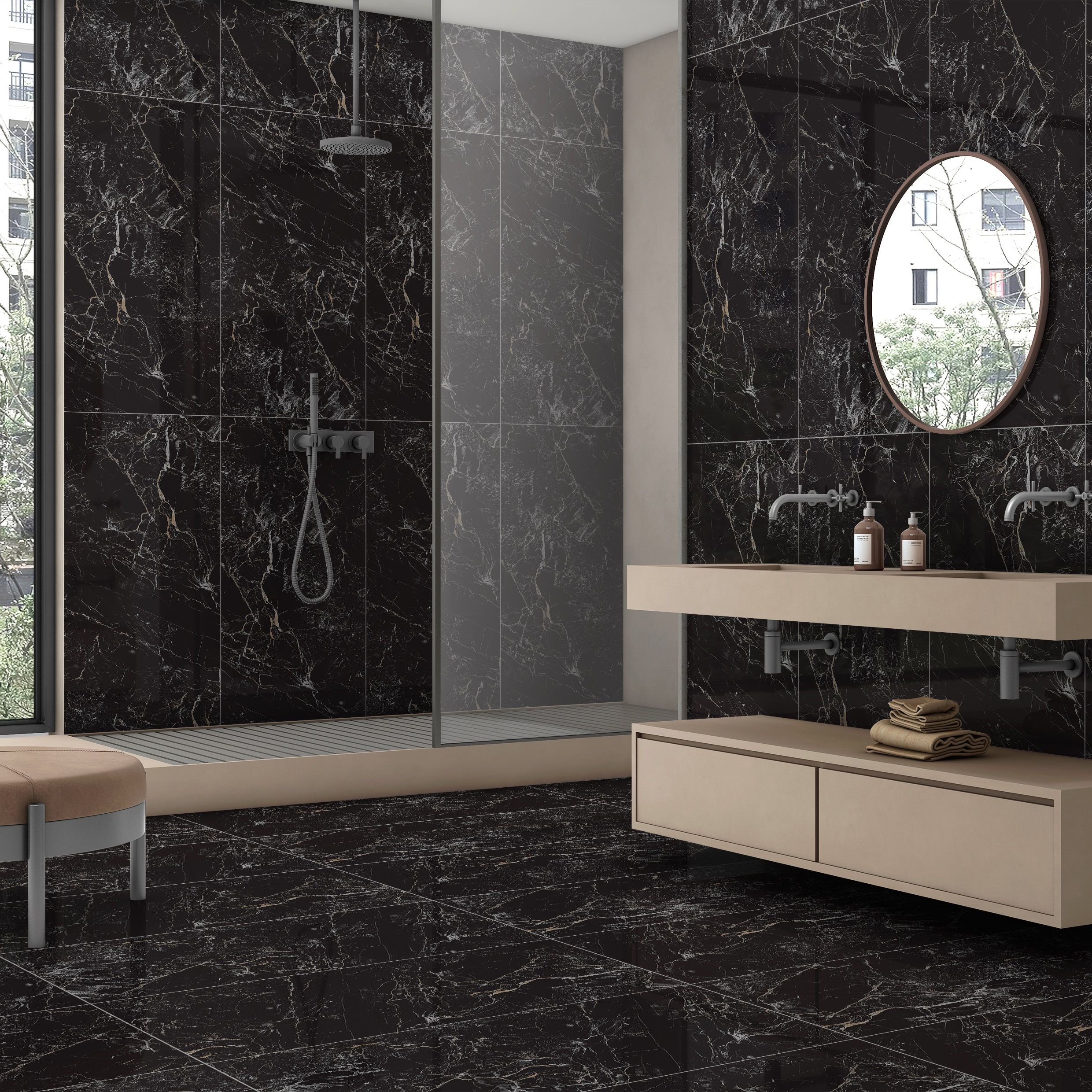 Керамогранит Eternal Black Lava high Glossy 600x1200 мм 9 мм черный 1,44 м2