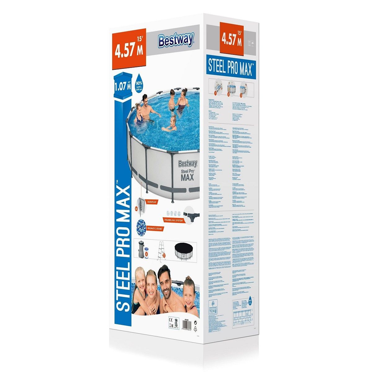 Бассейн каркасный круглый 457х107 см 14970 л Bestway Steel Pro Max 56488 (ф-насос)