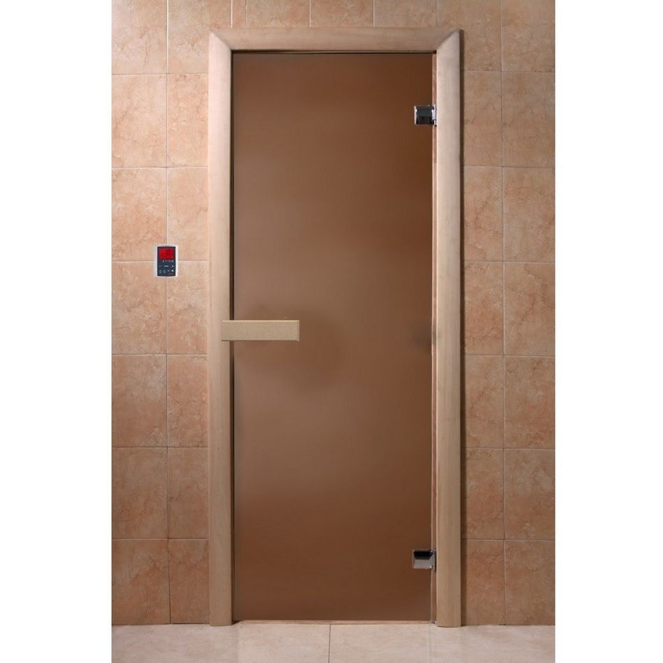 Дверь для сауны стекло Бронза коробка хвоя DoorWood 6х700x1900 мм 2 петли