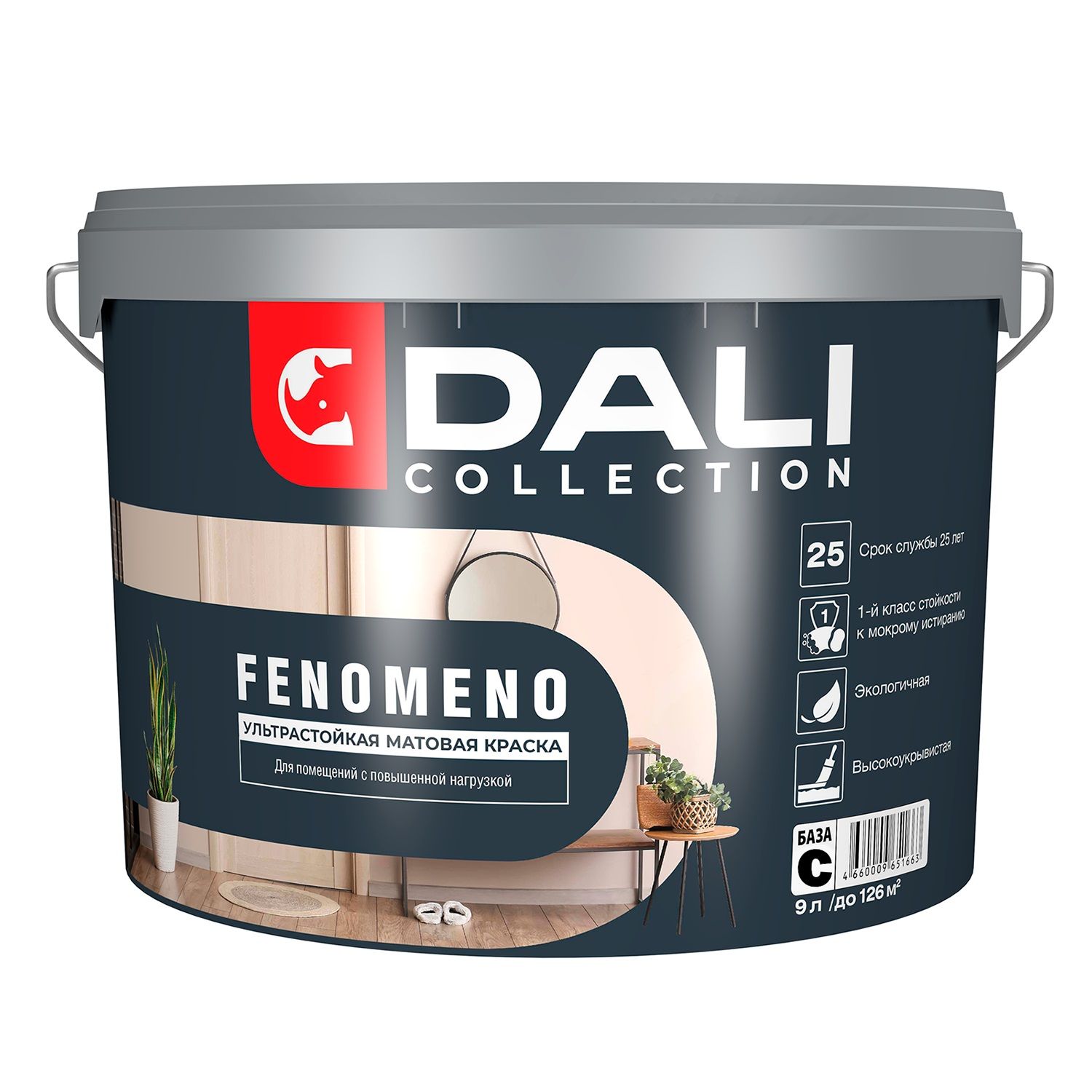 Краска водно-дисперсионная Dali Fenomeno База С прозрачная 9 л