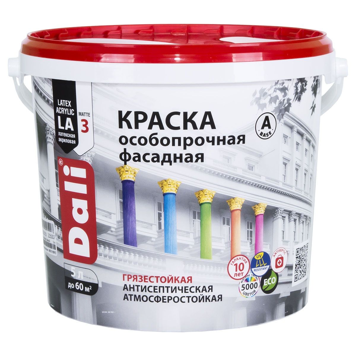 Краска фасадная особопрочная DALI база А 5 л