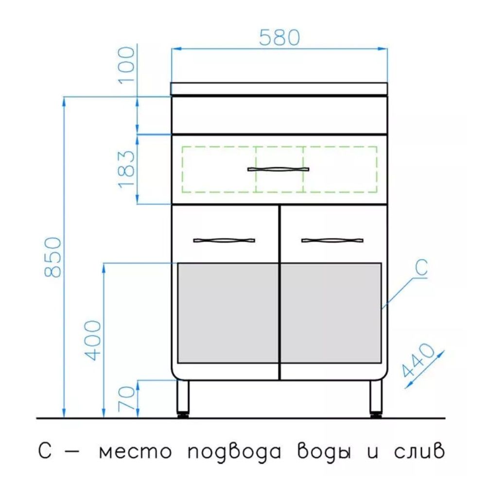 Комод ВаЛеРо 60 1 ящик